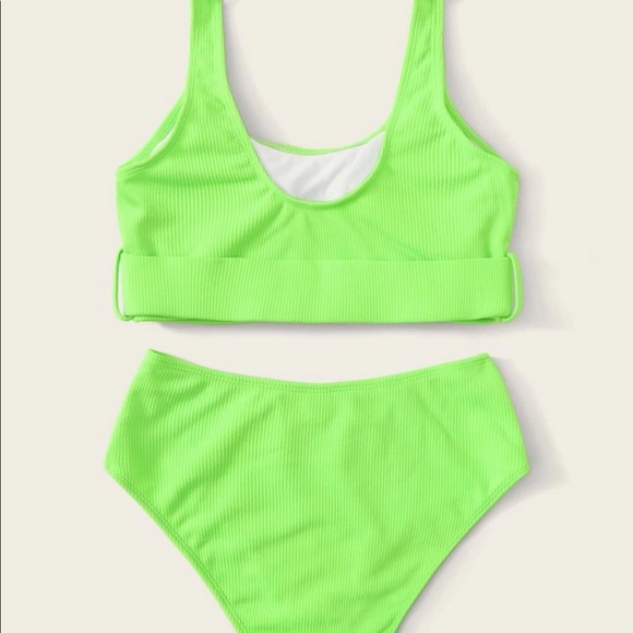 Neon green textured belted bikini - Picture 4 of 4